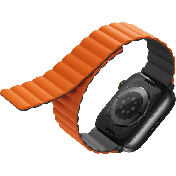 UNIQ Revix obojstranný remienok pre Apple Watch 49/46/45/44/42mm Charcoal (sivý/oranžový) - Remienky - Obrázok YBHMF00101