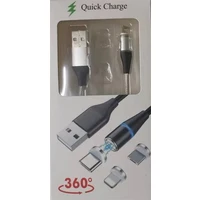 PremiumCord Magnetický micro USB a USB-C nabíjací a dátový kábel 1m, strieborný - Káble