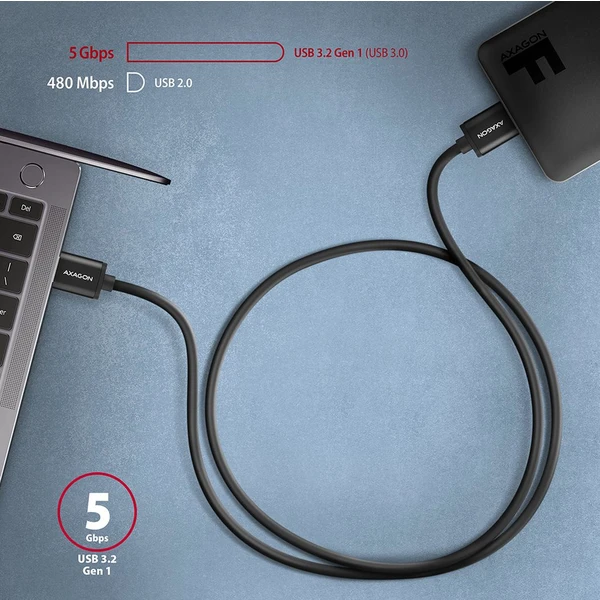 AXAGON MicroUSB-B/USB-A napájací kábel 1m čierny - Káble a redukcie - Obrázok YDD0700301