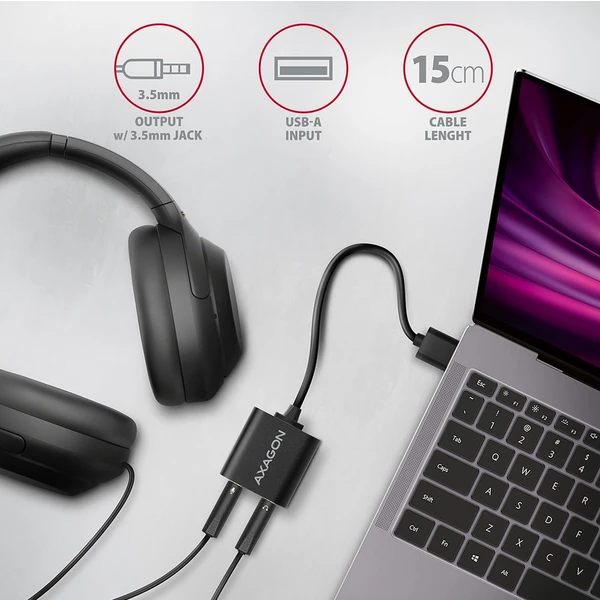 AXAGON externá zvuková karta USB 2.0 15 cm - Zvukové karty - Obrázok YED0700301