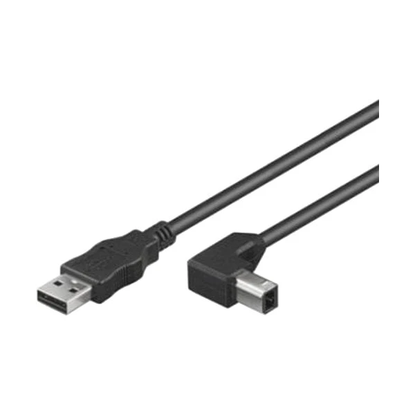 PremiumCord USB-A/USB-B kábel so zahnutým konektorom 1m čierny - Káble a redukcie - Hlavný obrázok