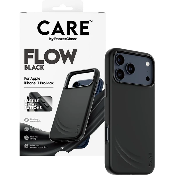 PanzerGlass® CARE Flow kryt s MagSafe Apple iPhone 17 Pro Max čierny - Puzdra - Obrázok YHDH000K01