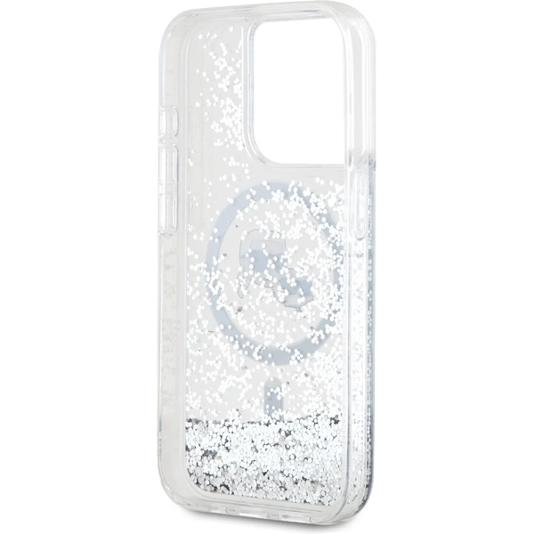 Karl Lagerfeld Liquid Glitter Karl and Choupette Heads MagSafe zadný kryt pre iPhone 15 Pre číry - Puzdra - Obrázok YHS6000L01