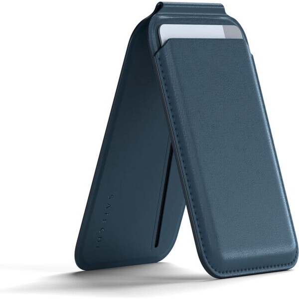 Satechi MagSafe stojanček/peňaženka z vegánskej kože pre iPhone 12/13/14/15 - všetky modely modrá