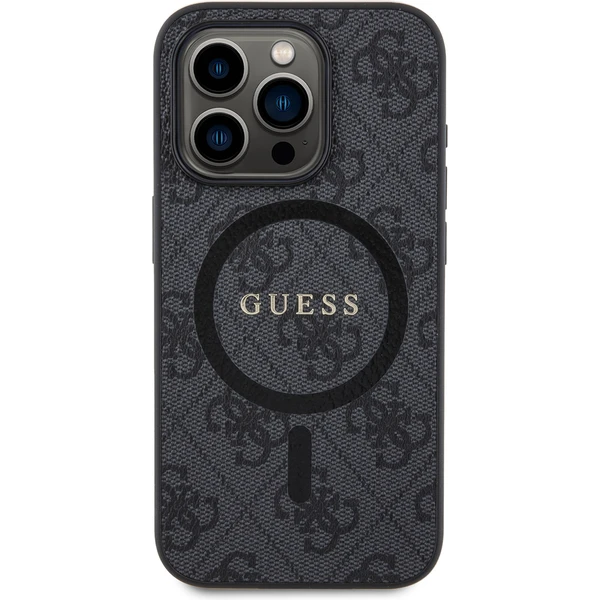 Guess PU Leather 4G Colored Ring MagSafe kryt iPhone 15 Pre čierny - Puzdra - Obrázok YI72000N01
