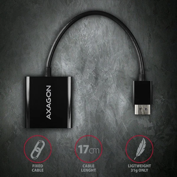 AXAGON HDMI/VGA redukcia 0,2m čierna - Káble a redukcie - Obrázok YJ7HF00101
