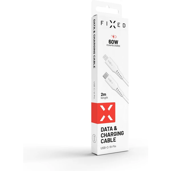 FIXED Liquid silikónový napájací kábel USB-C/Lightning 60W 2m biely - Káble a redukcie - Obrázok YJS1000601