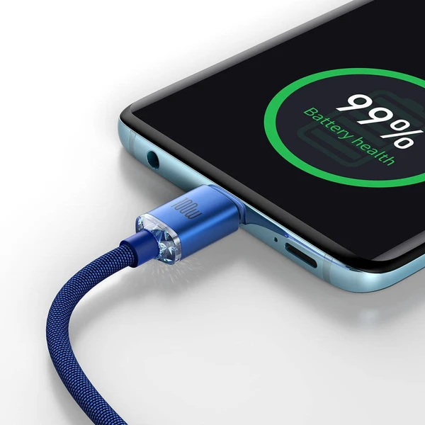 Baseus CAJY000603 Crystal Shine Series Dátový Kábel USB-C - USB-C 100W 1,2m Blue - Káble - Obrázok YKRL100501