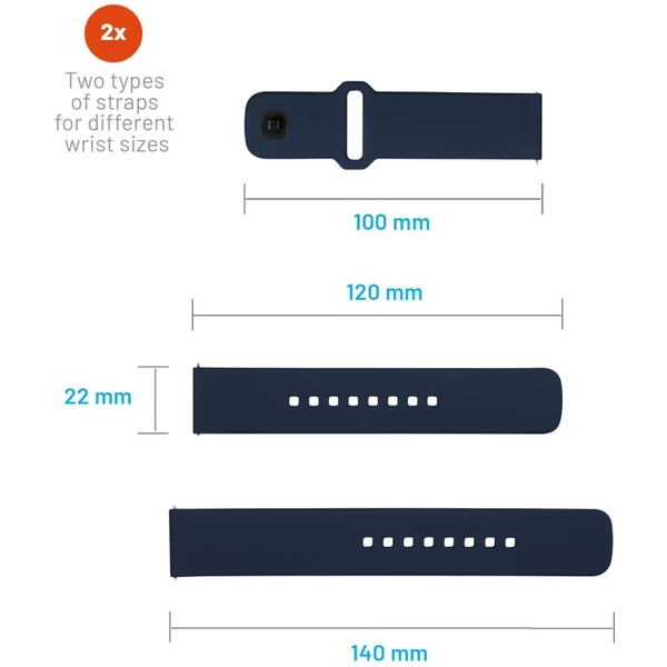 Set silikónových remienkov FIXED Silicone Sporty Strap s Quick Release 22mm pre smartwatch, modrý - Remienky - Obrázok YLM2000O01