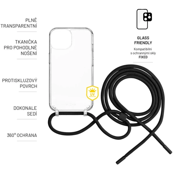 FIXED Pure Neck kryt s čiernou šnúrkou na krk pre Samsung Galaxy S23+ - Puzdra - Obrázok YNX3G00101