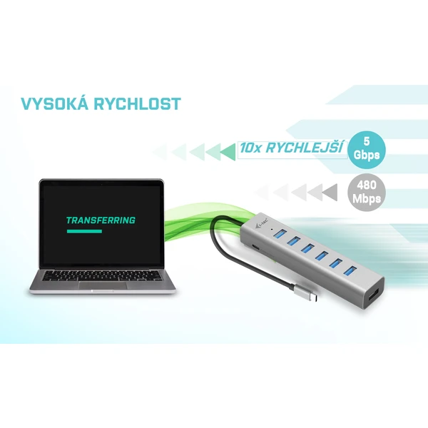i-tec USB-C Charging Metal HUB 7 Port - USB huby - Obrázok YPUG100501