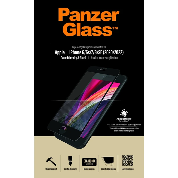 PanzerGlass Edge-to-Edge sklo Apple iPhone 6/6s/7/8/SE (4,7") čierne - Ochranné fólie a sklo - Obrázok YPXQF00101