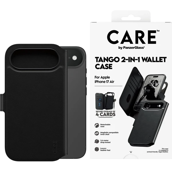 PanzerGlass® CARE Tango 2v1 Wallet púzdro s MagSafe Apple iPhone Air čierne - Puzdra - Obrázok YQDH000K01