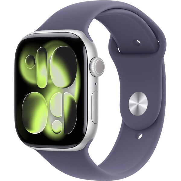 E-shop Apple Watch Series 11 (46mm) Strieborný hliník s hmlovo fialovým športovým remienkom M/L