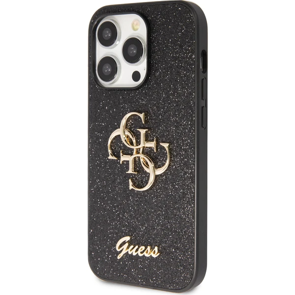 Guess PU Fixed Glitter 4G Metal Logo kryt iPhone 15 Pro Max čierny - Puzdra - Obrázok YRX4000701