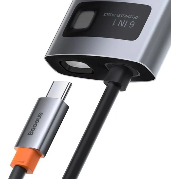 BASEUS HUB Metal Gleam Series 6-in-1 Multifunctional Type C Docking Station CAHUB-CV0G Gray - USB huby - Obrázok YS51000701