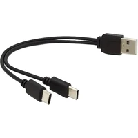 PremiumCord USB-A/2x USB-C redukcia 0,3m čierna - Káble a redukcie