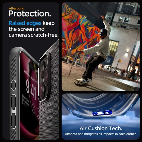 Spigen Liquid Air kryt iPhone 15 Pro Max matne čierny - Puzdra - Obrázok YWT8000601