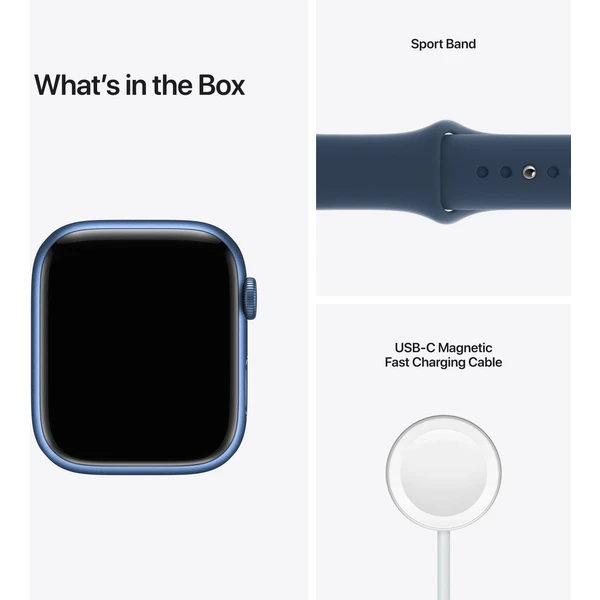 Apple Watch Series 7 Cellular 45mm modrý hliník s modrým športovým remienkom (Ďalšia) - Inteligentné hodinky - Obrázok YXZZ000501