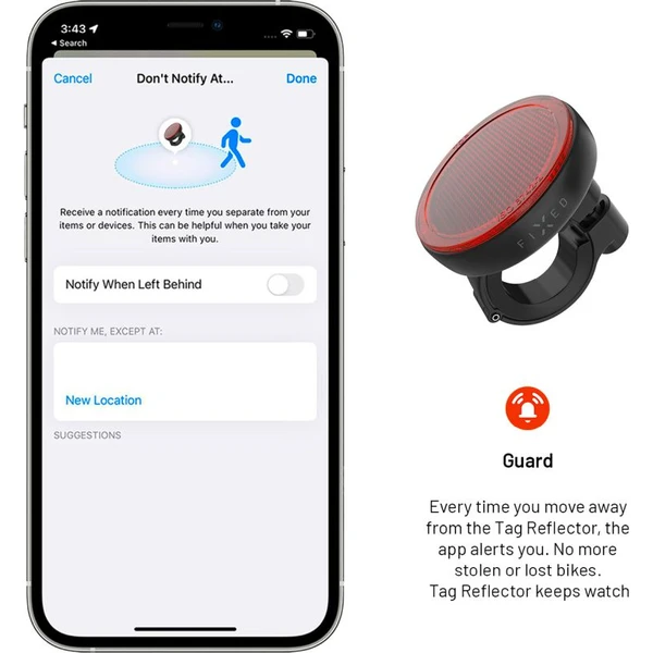 FIXED Tag Reflector Smart Tracker lokátor na bicykel s podporou Apple Find My čierny - Lokátory - Obrázok YYM5000J01