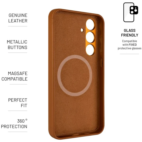 FIXED MagLeather kožený kryt s MagSafe Samsung Galaxy S24+ hnedý - Puzdra - Obrázok Z071000K01