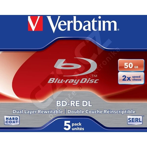 VERBATIM BD-RE DL (5 ks) Blue-Ray/Jewel/2x/50GB - Optické disky - Obrázok Z0G2000K01