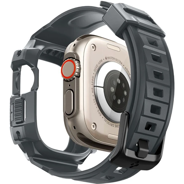 Spigen Rugged Armor Pro remienok s puzdrom Apple Watch Ultra 3/2/1 (49mm) sivý - Remienky - Obrázok Z1A1000P01