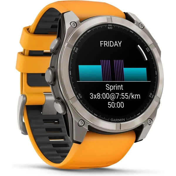 Garmin fenix 8 AMOLED Sapphire 51 mm titánové s oranžovým remienkom - Inteligentné hodinky - Obrázok Z1LG000J01