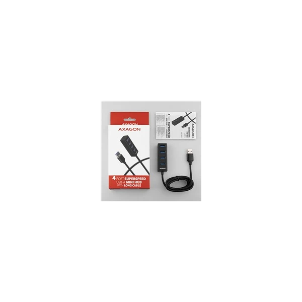AXAGON USB MINI húb 4x USB 3.2 Gen 1 kovový USB-A 1.2m čierny - USB huby - Obrázok Z260700301