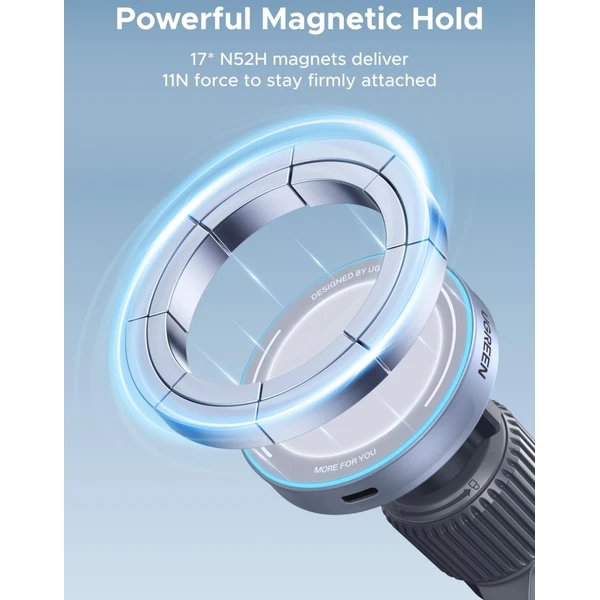 UGREEN Magflow MagSafe/Qi 2.2 25W držiak do auta s nabíjaním svetlo modrý - Držiaky - Obrázok Z2JO000K01