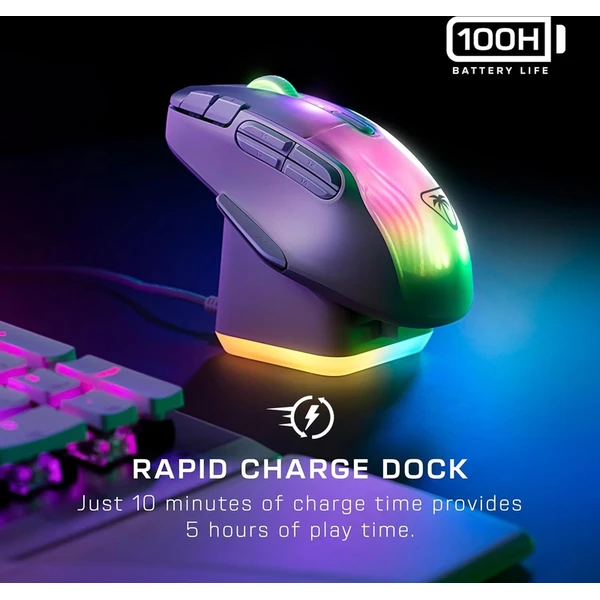 Turtle Beach KONE XP Air bezdrôtová herná myš biela + RGB nabíjacia stanica Rapid (Bundle) - Myši - Obrázok Z2MI000K01