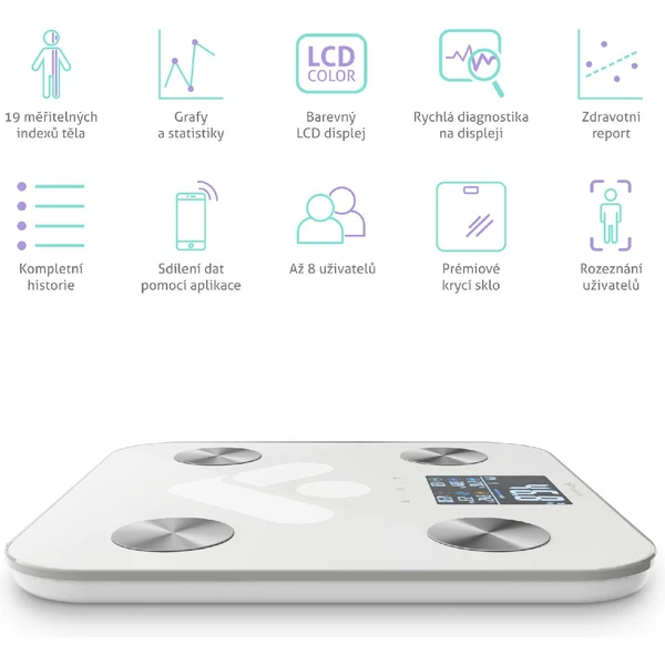 TrueLife FitScale W6 BT múdra váha biela - Inteligentné váhy - Obrázok Z301000J01