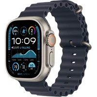 Apple Watch 49/46/45/44mm námornícky modrý oceánsky remienok s prírodným titánom - Remienky
