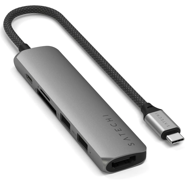 Satechi 6v1 USB-C Slim viacportový adaptér vesmírne šedý - USB huby - Obrázok Z3UB000P01