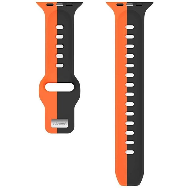 CubeNest Premium Silicon Band remienok Apple Watch 42-49 mm čierny/oranžový - Remienky - Obrázok Z3UD000O01