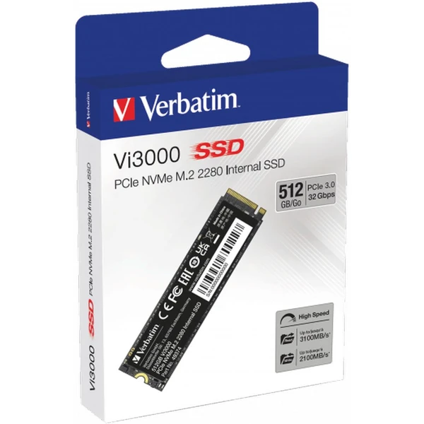 VERBATIM SSD Vi3000 Internal PCIe NVMe M.2 SSD 512GB - SSD - Obrázok Z463000O01