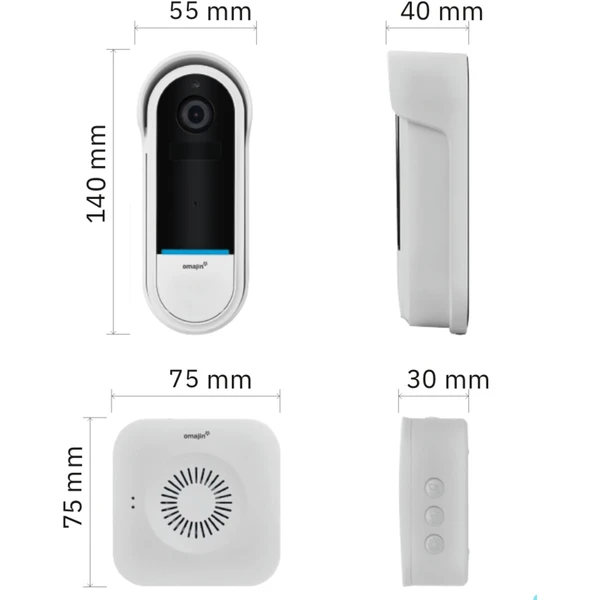 Omajin by Netatmo Wireless Video Doorbell bezdrôtový zvonček s kamerou + 64GB microSD karta - Inteligentné zvončeky - Obrázok Z50A000N01