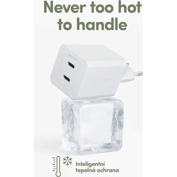 PanzerGlass® empower nabíjačka Turbo GaN (45 W) 2x USB-C, biela - Nabíjačky - Obrázok Z53J000K01