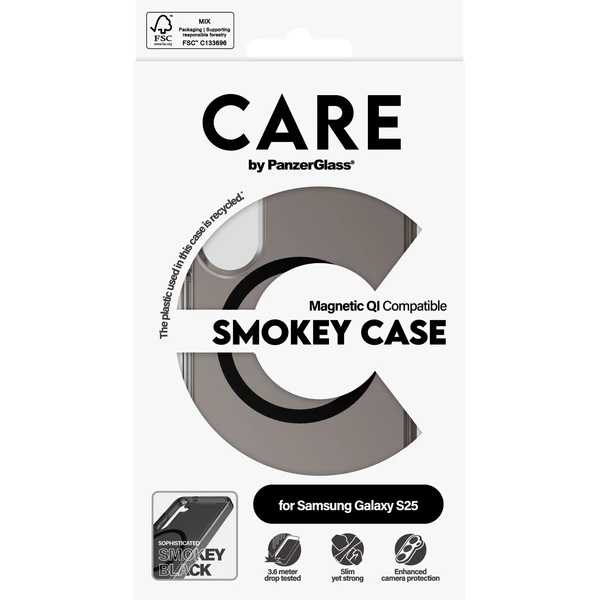 PanzerGlass® CARE kryt Samsung Galaxy S25 Smokey dymový/čierny QI - Puzdra - Obrázok Z5FC000J01