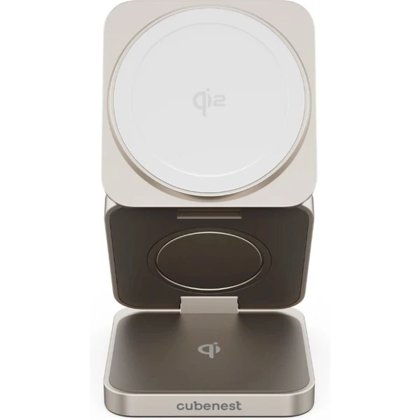 Cubenest SQ312 Fold Pro Qi2 (MagSafe) 3v1 magnetická nabíjačka titánová - Nabíjačky - Obrázok Z5S8000J01