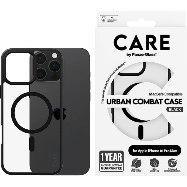 PanzerGlass® CARE kryt Apple iPhone 16 Pro Max MagSafe Urban Combat čierny/čierny - Puzdra - Obrázok Z608000P01