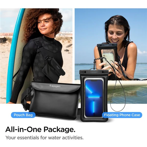 Spigen Aqua Shield Floating vodeodolné púzdro + WaterProof Waist Bag A621 Set čierny - Puzdra - Obrázok Z6A4000601