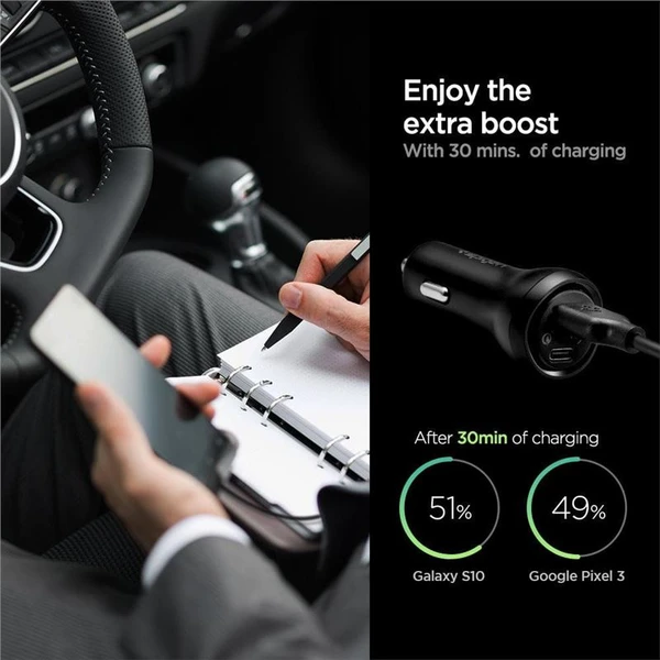 Spigen Car Charger F31QC USB-C nabíjačka do auta, PD, QC, 48W, čierna - Nabíjačky - Obrázok Z7C5000L01