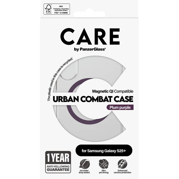 PanzerGlass® CARE kryt Samsung Galaxy S25+ Urban Combat číry/fialový QI (Plum Purple) - Puzdra - Obrázok Z7FC000J01
