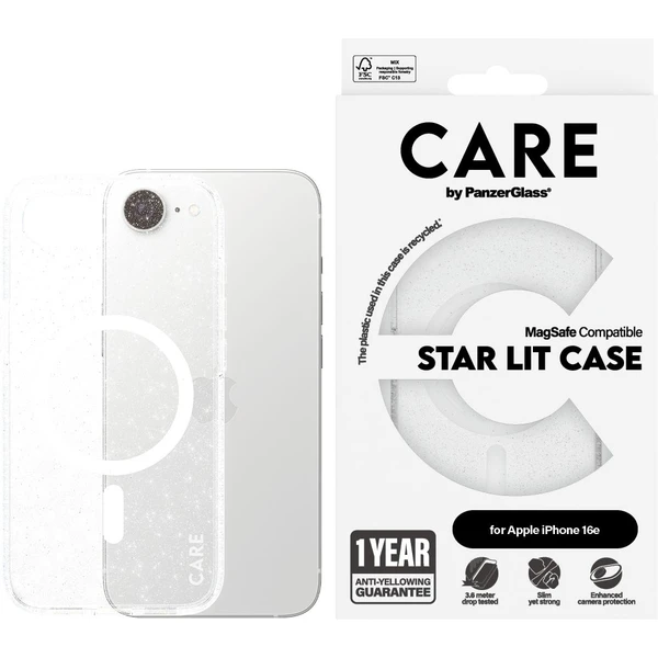 PanzerGlass® CARE kryt Apple iPhone 17e/16e MagSafe Star Lit trblietavý/biely - Puzdra - Obrázok Z7GD000J01