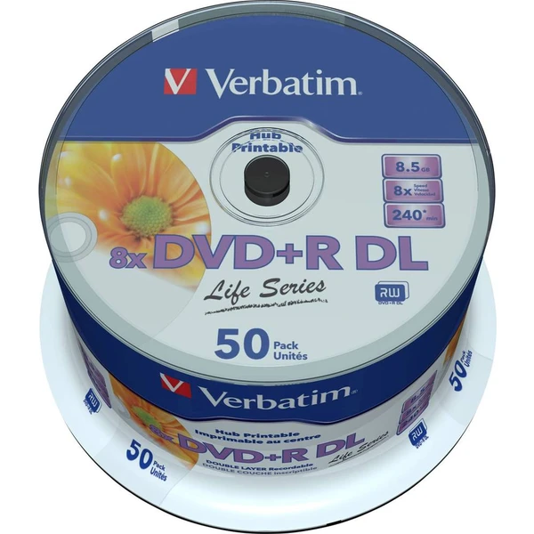 VERBATIM DVD+R dvojvrstvové 8.5GB 8X (50 ks) - Optické disky - Hlavný obrázok