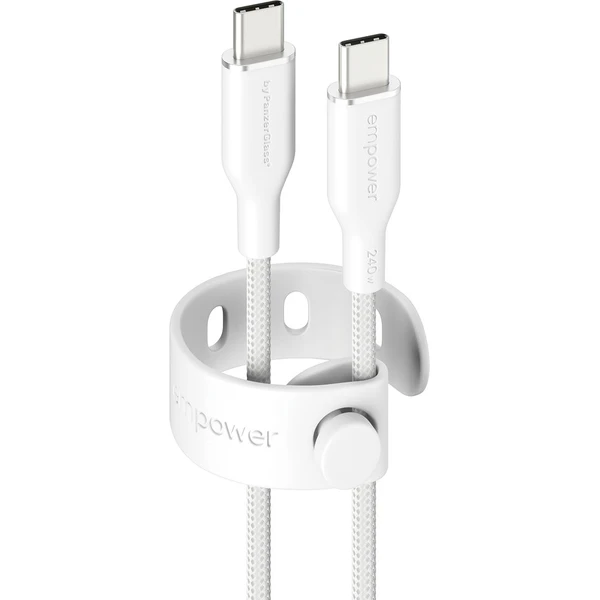 PanzerGlass USB-C/USB-C napájací kábel 240W 1,2m biely - Káble a redukcie - Obrázok Z83J000K01