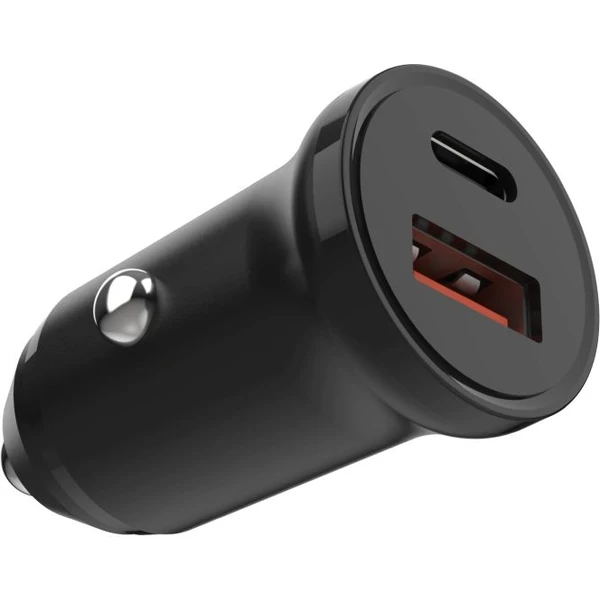 FIXED autonabíjačka s USB-C a USB výstupom a podporou PD, 20W čierna - Nabíjačky - Obrázok Z8O2000P01