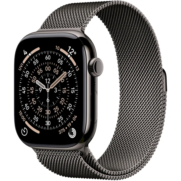 Apple Watch Series 11 Cellular (46mm) Bridlicovo šedý titán s bridlicovo šedým milánskym ťahom S/M - Inteligentné hodinky - Hlavný obrázok