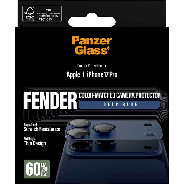 PanzerGlass® FENDER hliníková ochrana fotoaparátu Apple iPhone 17 Pro tmavo modrá - Ochranné fólie a sklo - Obrázok Z8XL000K01